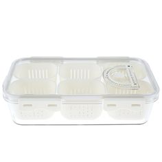 a plastic container with four compartments and dividers