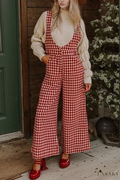 Lasaky - Wide-Leg Pants with Adjustable Waist and Comfortable Suspenders Closet Necessities, Houndstooth Knit, Wide Leg Jumpsuits, Trousers Women Wide Leg, Trendy Jumpsuit, Stylish Jumpsuit, Loose Jumpsuit, Party Kleidung, Stylish Top