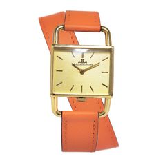 1960s Vintage Jaeger LeCoultre Large Size Manuel Wind Watch with Hermes Double Tour Strap Hermes Strap, Modern Cape Cod, Modern Cape, Yellow Case, Luxury Watch Brands, Jaeger Lecoultre, Happy Valentine's, 1960s Vintage, Luxury Watch