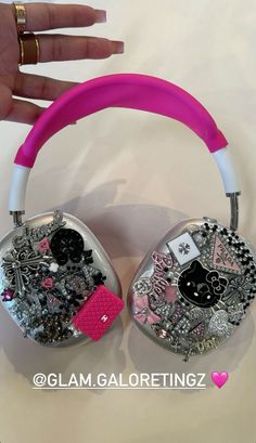 a pair of headphones with hello kitty on them