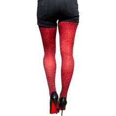 If you love the animal printed you will love our leopard print tights two-toned black and red! Add a wild and fashionable touch to your outfit with this Cheetah patterned pantyhose. A patterned tights that will never get old available in all colors! Leopard Print Tights, Colorful Tights, Leopard Tights, Print Tights, Cotton Loungewear, Sneakers Heels, Colored Tights, Printed Tights, Red Leopard