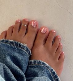 Chrome Pedicure Ideas, Pink Chrome Pedicure, Glazed Donut Pedicure, Chrome Pedicure, Chrome Toe Nails, Pink Pedicure, Pink Chrome, Donut Glaze, Fall Nails