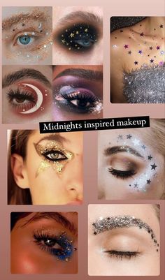 Midnight Make Up Taylor Swift, Taylor Swift Midnights Hairstyles, Makeup Looks For Taylor Swift Concert, Concert Hairstyles Taylor Swift, Midnight Taylor Swift Makeup, Midnights Era Outfits Taylor Swift, Taylor Swift Midnights Makeup Look, Taylor Concert Makeup, Concert Makeup Looks Glitter