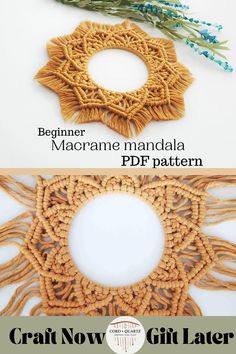 crochet doily pattern with text overlay that says beginner macrame mandala