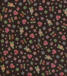 an image of a black background with colorful hearts and squares on the fabric in different colors