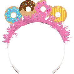 a pink headband with donuts and sprinkles on the top is shown