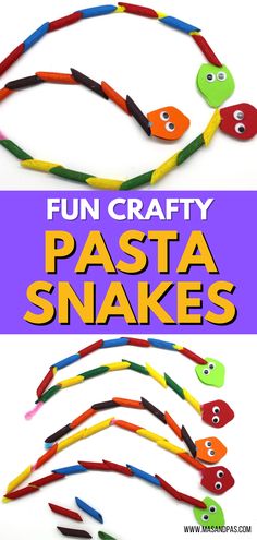 the fun craft for kids to make pasta snakes