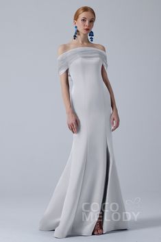 Elegant Trumpet-Mermaid Strapless Satin Dress Split CB0264 | Cocomelody Fitted Off-shoulder Bridesmaid Dress, Satin Fishtail Wedding Dresses, Off-shoulder Fitted Mermaid Wedding Dress, Fitted Off-shoulder Mermaid Wedding Dress, Fitted Off-shoulder Mermaid Dress With Sweep Train, Strapless Satin Dress, Puffy Dresses, Grey Bridesmaid Dresses, Free Dresses