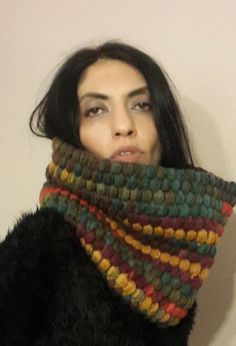 knitted chunky cozy loop scarf infinity scarf by smilingpoet