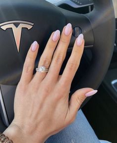 Milky Pink Nails, Engagement Nails, Kutek Disney, Unghie Sfumate, Milky Pink, Milky Nails, Casual Nails, Round Nails, Pink Nail