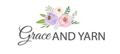 the grace and yarn logo with flowers on it's left side, which reads grace and yarn