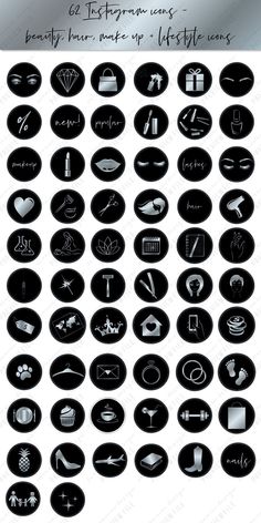 a large set of black and white icons