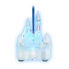 a blue toothbrush holder with castle on it