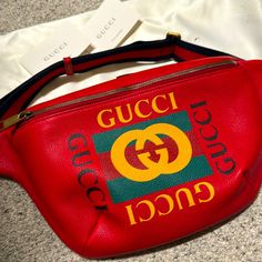 Super Cute And Stylish. Never Used, Comes With Original Dust Bag. 100% Authentic! Size 90 Dimensions: 13"W X 8"H X 3"D Designer Leather Bags With Logo, Designer Gucci Shoulder Bag With Logo, Leather Bags With Designer Logo For Shopping, Designer Logo Leather Bags For Shopping, Designer Logo Leather Shopping Bags, Red Shopping Bag With Logo, Red Shopping Bags With Logo, Gucci Red Shoulder Bag For Travel, Luxury Red Gucci Bag