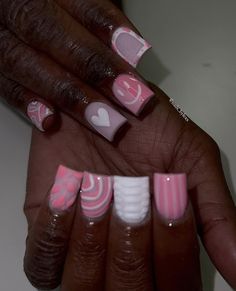 Short Nail Set Designs, Nail Ideas Y2k Short, Birthday Nails 12, Bday Nails Ideas Short, Dope Nail Designs Short, Dope Short Nail Designs, Short Acrylic Nail Designs, Colourful Acrylic Nails, Shorts Nails