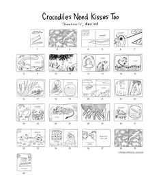 the crooddles need kisses too coloring page for children to learn how to draw