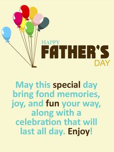 a happy father's day card with balloons