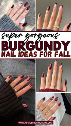 Shine bright this fall with these sparkly burgundy nails. This collection of 19 burgundy nail designs includes a variety of styles, from burgundy swirl nails to burgundy tip nails. Perfect for the autumn season, these burgundy nail ideas will add a touch of glamour to your look. Whether you're into dark burgundy nails or cute burgundy nails, these designs are sure to inspire your next fall manicure. Embrace the season with these stunning burgundy nails fall designs. Red Wine Fall Nails, Fall Nails Ideas Autumn Burgundy, Maroon Ombré Nails, Nail Designs Mauve, Burgundy Autumn Nails, Fall Nails Red Burgundy, Cute Burgundy Nails, Burgundy Ombre Nails, Burgundy Nails With Design