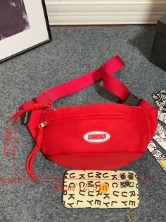 BirdinBag - Fashionable Neon Red Fanny Pack with Letter Patch and Zip Front Design Trendy Red Bag With Large Capacity, Trendy Large Capacity Red Bag, Casual Red Rectangular Bag, Casual Red Rectangular Shoulder Bag, Red Travel Pouch Belt Bag, Red Pouch Belt Bag For Travel, Trendy Red Shoulder Bag For School, Red Large Capacity Pouch Shoulder Bag, Large Capacity Red Pouch Shoulder Bag