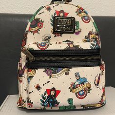 New With Tags Captain America Black Widow, Disney Treasures, Disney Cats, Disney Pixar Up, Disney Tattoo, Mermaid Under The Sea, Floral Backpack, Loungefly Bag, Disney Lion King