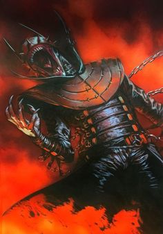 a painting of a man in armor with his mouth open