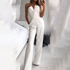 Season:Winter,Fall; Fabric:Cotton; Sleeve Length:Sleeveless; Look After Me:Hand wash,Machine wash; Gender:Women's; Style:Elegant,Streetwear; Occasion:Going out,Wedding,Street; Fit Type:Regular Fit; Pattern:Solid Color; Design:High Waist; Neckline:Strapless; Special Size:Normal; Jumpsuit Type:Jumpsuit; Front page:FF; Listing Date:09/05/2022; Bust:; Hips:; Length:; Waist: White Jumpsuits, One Shoulder Jumpsuit, Jumpsuit Elegant, White Jumpsuit, Sleeveless Jumpsuits, Look Casual, White Summer, Spring Outfits Casual, Casual Summer Outfits