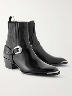 CELINE HOMME Buckled Lizard-Effect Leather Chelsea Boots for Men Chelsea Boots Men Outfit, Chelsea Boots For Men, Boots Men Outfit, Boots Outfit Men, Cowboy Shoes, Mens Dress Boots, Shoes Sandals Heels, Harness Boots, Chelsea Boots Men