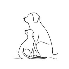 Easy Dog Friends (free printable PDF black-and-white line drawing idea suitable for all, from beginners to advanced learners, including children, teens, adults, and seniors) Friends Free Printable