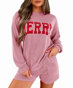 PRICES MAY VARY. Material: Women’s Valentine pajama set is crafted from a soft and cozy blend of 75% Polyester, 20% Viscose, and 5% Elastane, featuring luxurious ribbed fabric. The combination ensures warmth, stretch, and durability, making it perfect for festive nights at home or holiday gatherings Pajama Top: Valentines lounge set features a long-sleeve sweatshirt top, capturing the festive spirit beautifully. Made for comfort, this top offers a relaxed fit, perfect for cozying up during holid Best Friend Christmas Pajamas, Christmas Romper Women, Christmassy Outfits, Pajamas Shorts Outfit, Valentine Pajamas, Cute Christmas Pajamas, Christmas Pajamas Family, Christmas Lounge, Christmas Loungewear