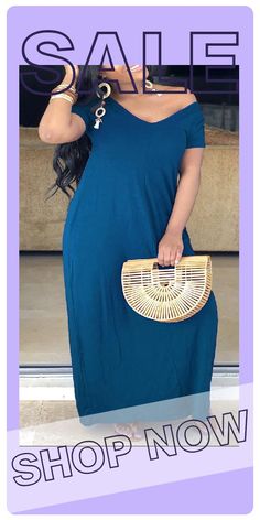 Blue Fashion Casual Plus Size Solid Basic V Neck Short Sleeve Dress Dress Sleeve Styles, Shiny Fabric, Short Sleeve Dress, Grey Fashion, Dress Blue, Pink Fashion, Blue Fashion, Black Cotton, Plus Size Dresses