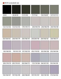 the different shades of gray and black are shown in this chart, which shows each color