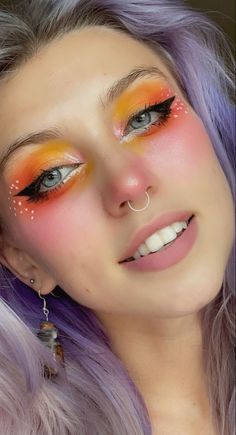 Flower Witch Makeup, Makeup Ideas Fantasy Inspiration, Fantasy Makeup Elf Fairies, Fairy Inspired Makeup Eyes, Sunshine Fairy Makeup, Fairy Halloween Makeup Looks, Fairy Makeup White Freckles, Fairy Blush Makeup, Flower Fantasy Makeup