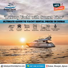 luxury yacht with sunset view ultimate guide to yacht rental prices in dubai, abuiyan