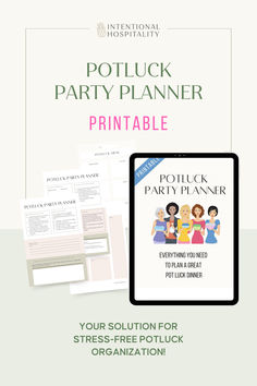 A look at a printable party planner that helps organize a potluck with success! Potluck Organization, Potluck Party, Notes Template, Menu Planning, Good Notes, Party Planner, Best Part Of Me