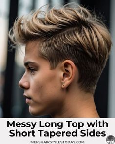 Messy Long Top with Short Tapered Sides Boys Cuts Long On Top Short On Sides, Boys Hair Cut Long On Top Short On Sides, Boy Haircut Long On Top Short On Sides, Teen Boy Hairstyles Medium, Pixies Long, Shaved Sides Long Top, Boys Hair Long On Top Short On Sides, Boys Haircut Long On Top