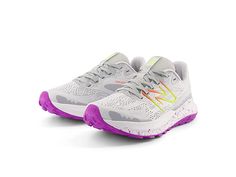 New Balance Dynasoft Nitrel v5 - Women's Shoes : Quartz Grey/Cosmic Rose : Predecessor: Dynasoft Nitrel v4. Add a comfy style of New Balance Dynasoft Nitrel v5 sneakers to gear your workout wardrobe or casually wear it for a light walk. Textile and synthetic upper. Breathable textile lining. Removable textile insole. Lace-up closure. Raised round toe silhouette. Padded collar and tongue. Synthetic outsole. Imported. Measurements: Heel Height: 1 1 2 in Weight: 9 oz Platform Height: 1 in Product m White New Balance Trail Running Shoes With Air Cushioning, New Balance Trail Running Shoes For Light Sports, Functional New Balance Trail Running Shoes For Light Sports, New Balance White Athleisure Trail Running Shoes, White New Balance Trail Running Shoes, New Balance White Trail Running Shoes For Sports, New Balance Functional Trail Running Shoes, White New Balance Trail Running Shoes For Sports, New Balance Trail Running Shoes For Sports