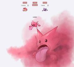 a pink pokemon wallpaper with an angry looking character