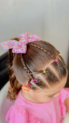 Natassia / Isa / Mel | Penteado do dia bem fofo e fácil. Laços @mimosdadeise_1314 🎀 . . . . . . . . . . #penteadox #penteadoinfantil #mundorosa #maedemenina... | Instagram Toddler Ponytail Hairstyles, Penteados Fáceis Infantil, Hair Styels, Toddler Hairstyles Girl, Cute Braided Hairstyles, Rose Hair, Hair Clothes