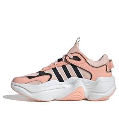 adidas Womens WMNS Magmur Runner HK 'Glow Pink' Glow Pink/Icey Pink/Crystal White Chunky Sneakers/Shoes Pink Synthetic Chunky Sneakers For Sports, Pink Athleisure Chunky Sneakers For Sports, Trendy Adidas Sneakers With Logo, Trendy Adidas Sneakers For Streetwear, Trendy Adidas Streetwear Sneakers, Sporty Running Shoes For Streetwear, Trendy Lace-up Adidas Sneakers, Trendy Running Shoes With Boost Midsole, Trendy Sports Running Shoes With Boost Midsole