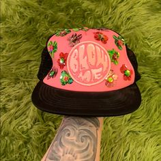 This Is A Brand New Pink & Black Trucker Hat That I Custom Embellished. ‘Blow Me’ Bubble Gum Patch & Large Pink & Green Sequins. Adjustable Strap. Casual Party Trucker Hat, Casual Trucker Hat For Spring Party, Casual Spring Party Trucker Hat, Pink Beach Trucker Hat, Pink Trucker Hat For Spring Party, Pink Trucker Hat For Spring Vacation, Pink Brimmed Trucker Hat For Beach, Trendy Party Trucker Hat For Spring, Trendy Spring Party Trucker Hat