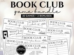 the book club game bundle includes 20 games and 2 booklets for adults to play