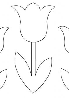 the outline of three tulips with leaves on each side and one flower in the middle