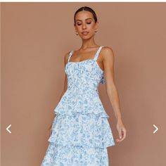 Selfie Leslie Blue Dress. Size Xxl, Fits Like A 12/14. Blue And White. Blue Ruffled Sundress For Garden Party, Blue Tiered Sundress For Brunch, Blue Midi Sundress With Ruffles, Blue Ruffled Midi Sundress, Blue Tiered Midi Dress With Floral Print, Blue Tiered Midi Dress For Day Out, Chic Blue Sundress For Garden Party, Blue Sleeveless Midi Dress For Garden Party, Blue Tiered Summer Midi Dress