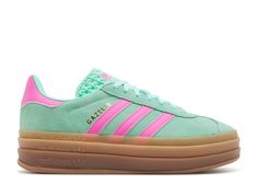 Wmns Gazelle Bold 'Pulse Mint Screaming Pink' - Adidas - H06125 - pulse mint/screaming pink/gum m2 | Flight Club Adidas Gazelle Women, Nike Shoes Women Fashion, Gazelle Bold, Shoes For School, Bold Shoes, Back To School Shoes, Pretty Sandals, Preppy Shoes, Nike Shoes Girls