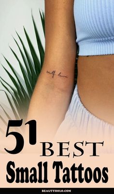 a woman's stomach with the words 5 best small tattoos on it