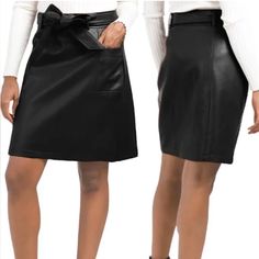 Nwot Bagatelle || Womans Black Faux Leather Skirt Faux Leather Black Mini Skirt Features Removable Tie Belt, Side Pockets, Hidden Zip Closure, And Smooth Faux Leather Construction. Fully Lined. A-Line Silhouette. Details: ~ No Visible Flaws Shell: 100% Polyurethane Backing: 100% Polyester Machine Wash In Perfect Condition Never Worn From Smoke Free Environment Size Small Measurements From Laying Flat Waist 15 Inches Length From Waist Down Hem 19 1/2 Inches Bundle And Save On Shipping Grey Plaid Skirt, Faux Skirt, Black Faux Leather Skirt, Tartan Mini Skirt, Plaid Pleated Mini Skirt, Color Block Skirt, Belted Mini Skirt, Embellished Skirt, Faux Leather Mini Skirt