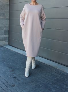 Blush Dress Long, Sweater Dress Plus Size, Clothing Minimalist, Dress With A Belt, Big Bracelets, Blush Sweater, Loungewear Dress, Green Sweater Dress, Fall Sweater Dress