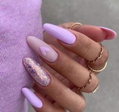 Unghie Nail Art, Purple Nail Designs, Gold Nail, Easter Nails, Neutral Nails, Nail Polishes, Valentines Nails, Purple Nails