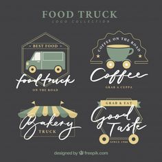 food truck logos and badges with lettering