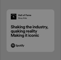 an advertisement for spotify with the words shaking the industry, quaking reality making it iconic